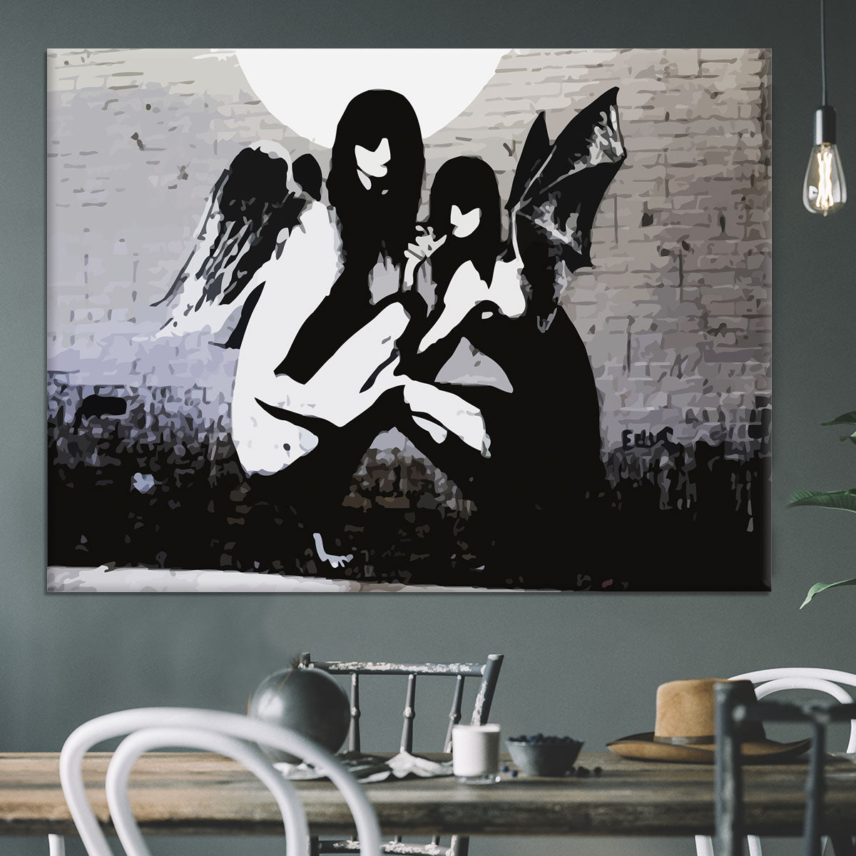 Banksy Angels In Moonlight Canvas Print or Poster - Canvas Art Rocks - 3
