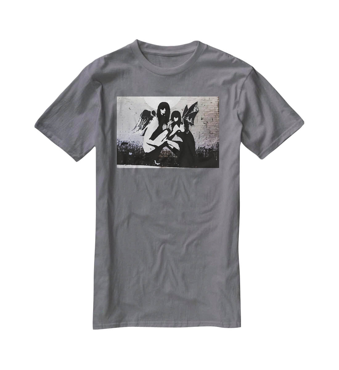 Banksy Angels In Moonlight T-Shirt - Canvas Art Rocks - 3