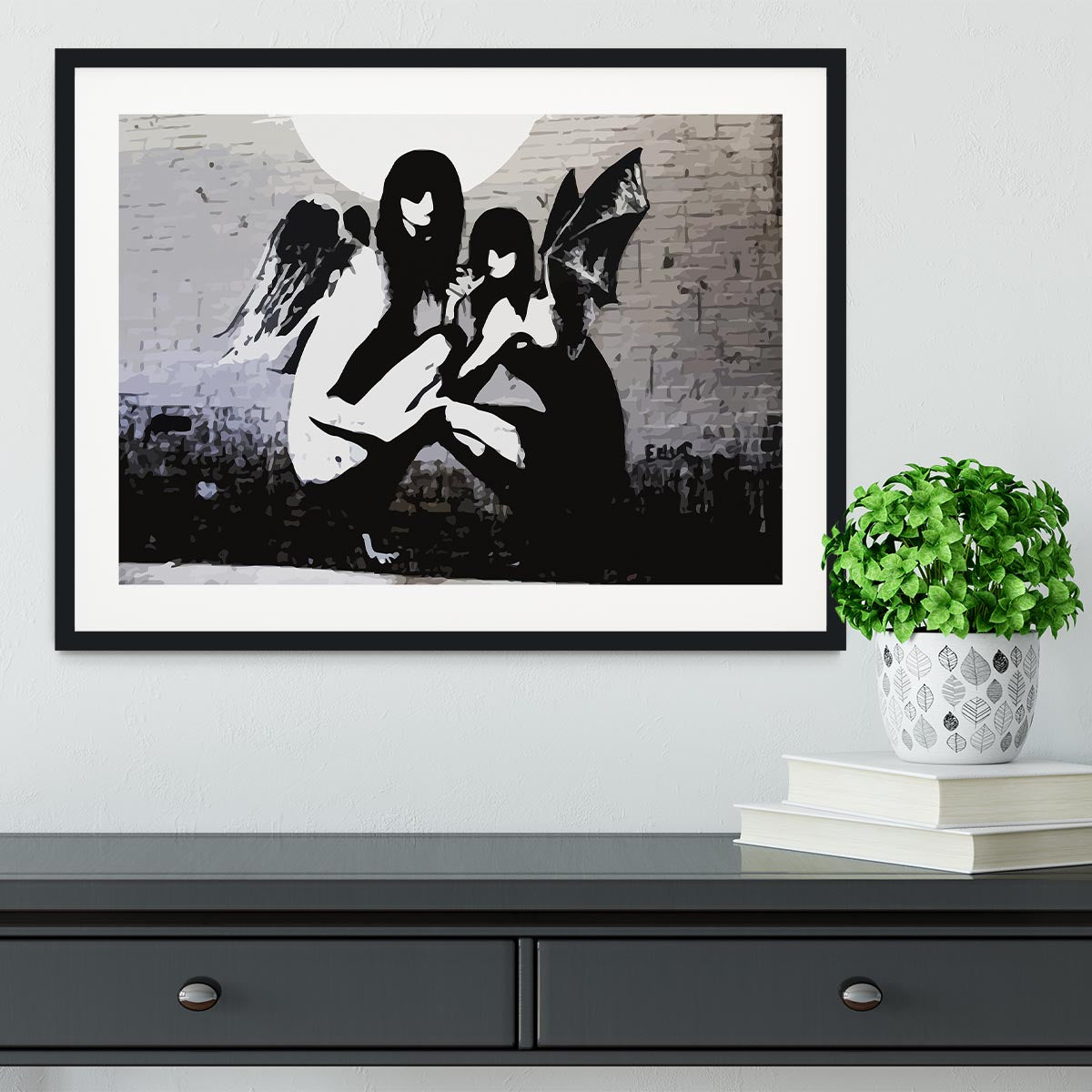 Banksy Angels In Moonlight Framed Print