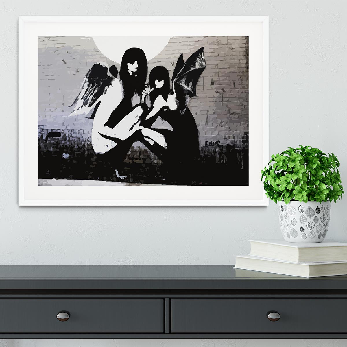 Banksy Angels In Moonlight Framed Print