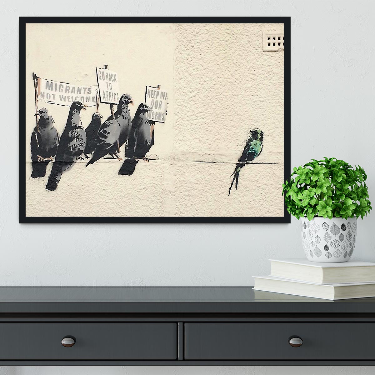Banksy Anti-Immigration Birds Framed Print - Canvas Art Rocks - 2