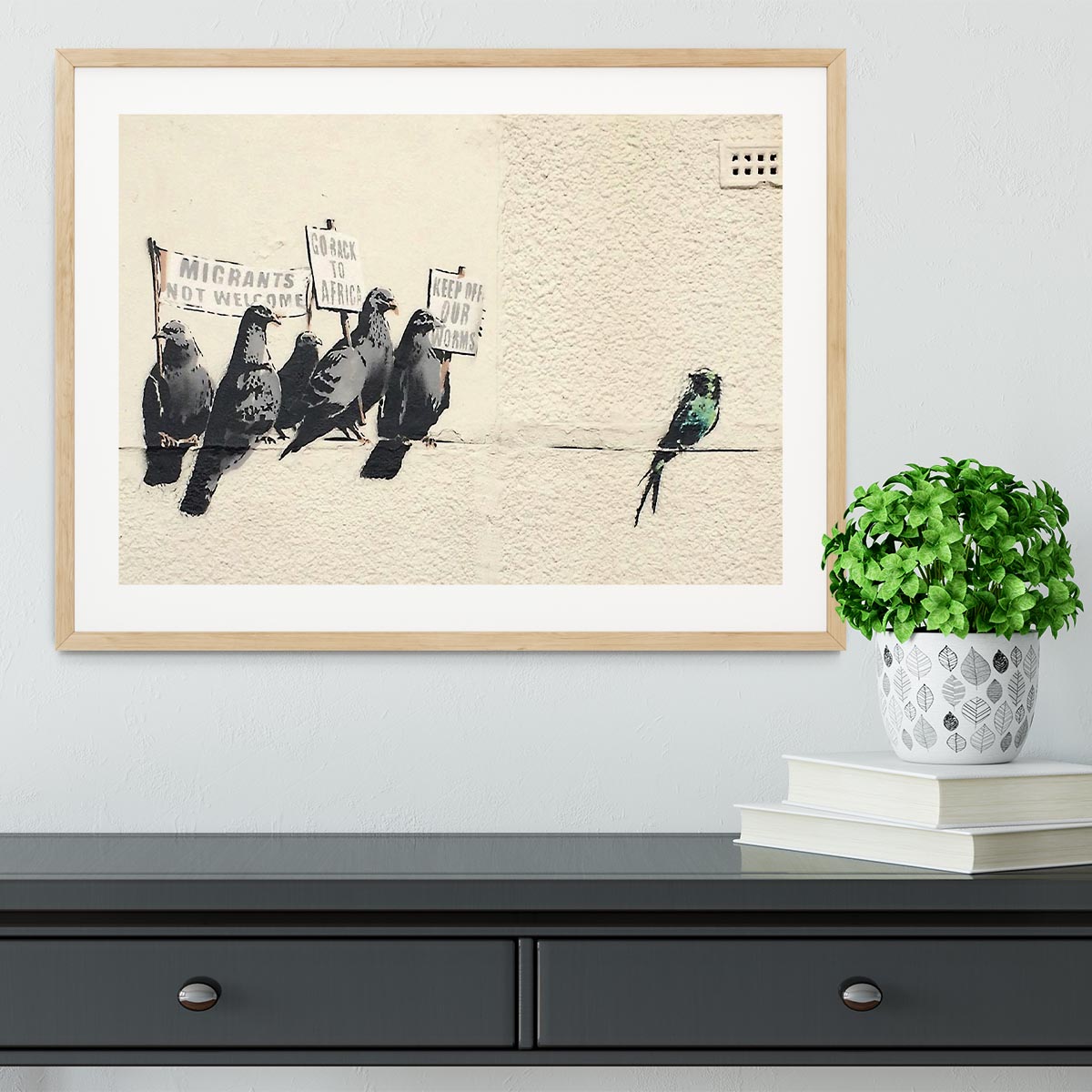 Banksy Anti-Immigration Birds Framed Print - Canvas Art Rocks - 3