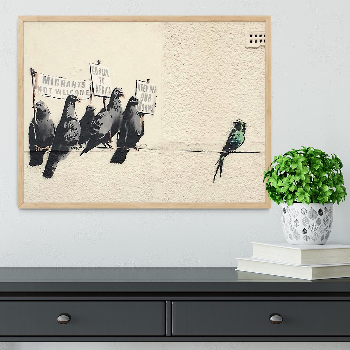 Banksy Anti-Immigration Birds Framed Print - Canvas Art Rocks - 4