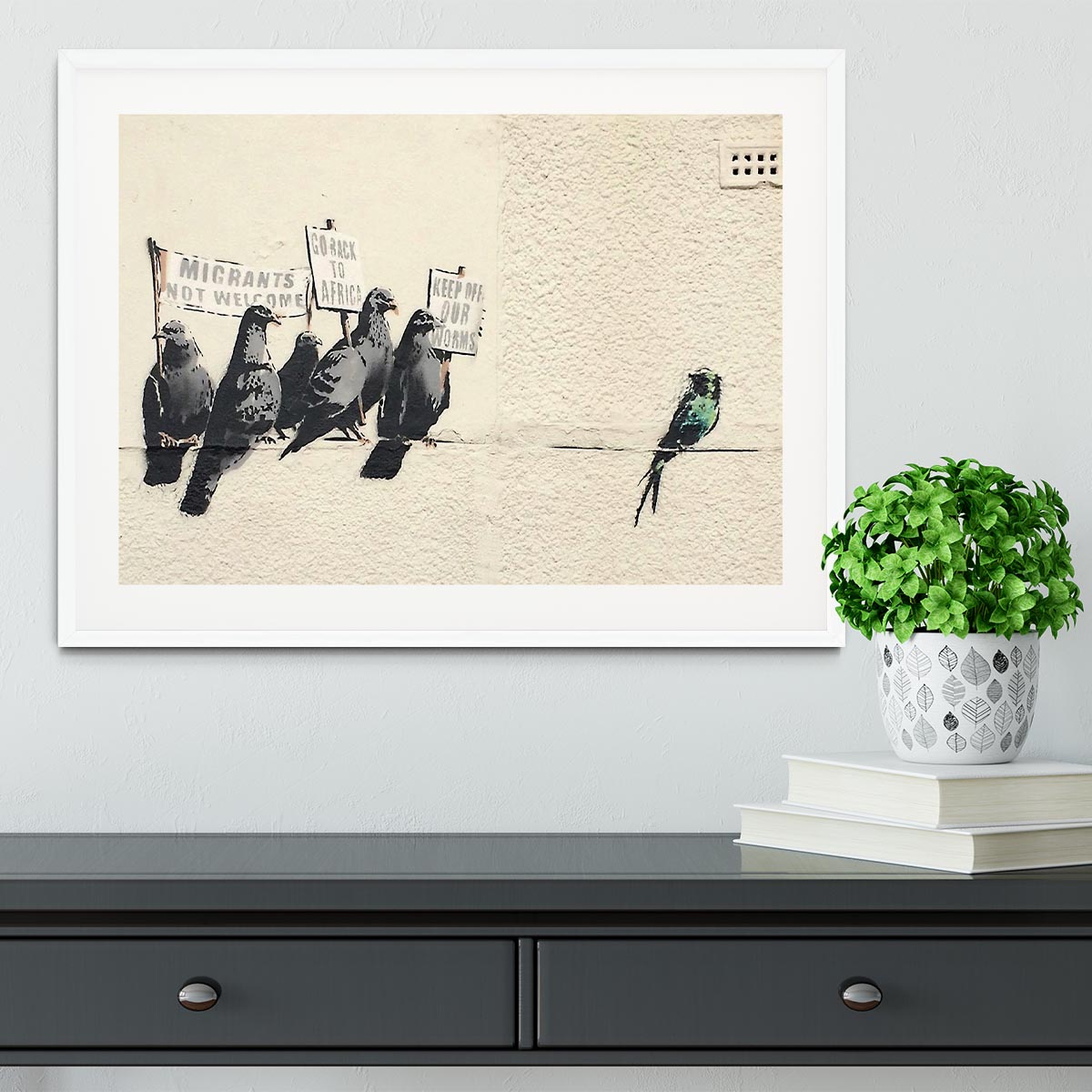 Banksy Anti-Immigration Birds Framed Print - Canvas Art Rocks - 5