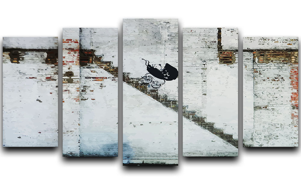 Banksy Baby Carriage 5 Split Panel Canvas - Canvas Art Rocks - 1