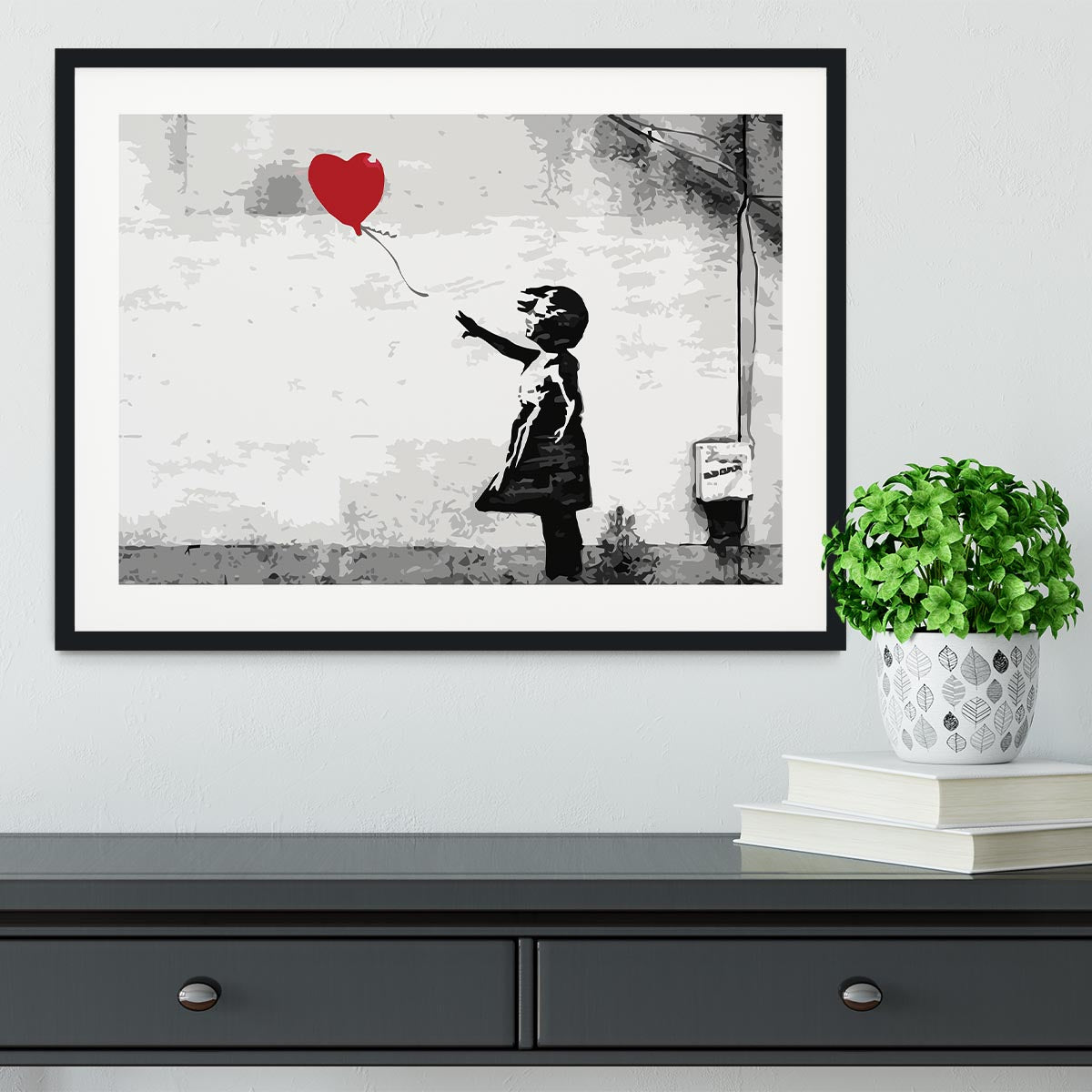 Banksy Balloon Girl Love Heart Framed Print - Canvas Art Rocks - 1
