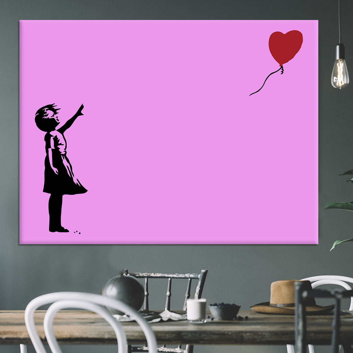 Banksy Balloon Heart Girl Purple Canvas Print or Poster - Canvas Art Rocks - 3