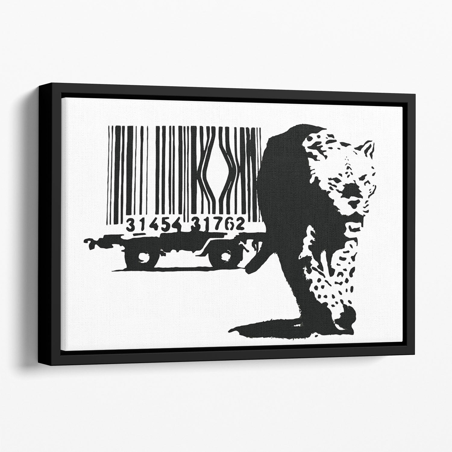 Banksy Barcode Leopard Floating Framed Canvas