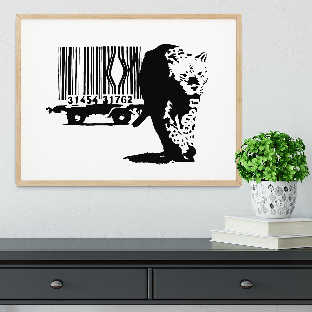 Banksy Barcode Leopard Framed Print - Canvas Art Rocks - 3