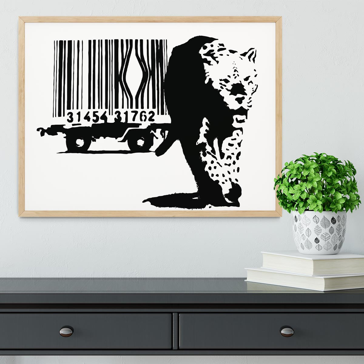 Banksy Barcode Leopard Framed Print - Canvas Art Rocks - 4