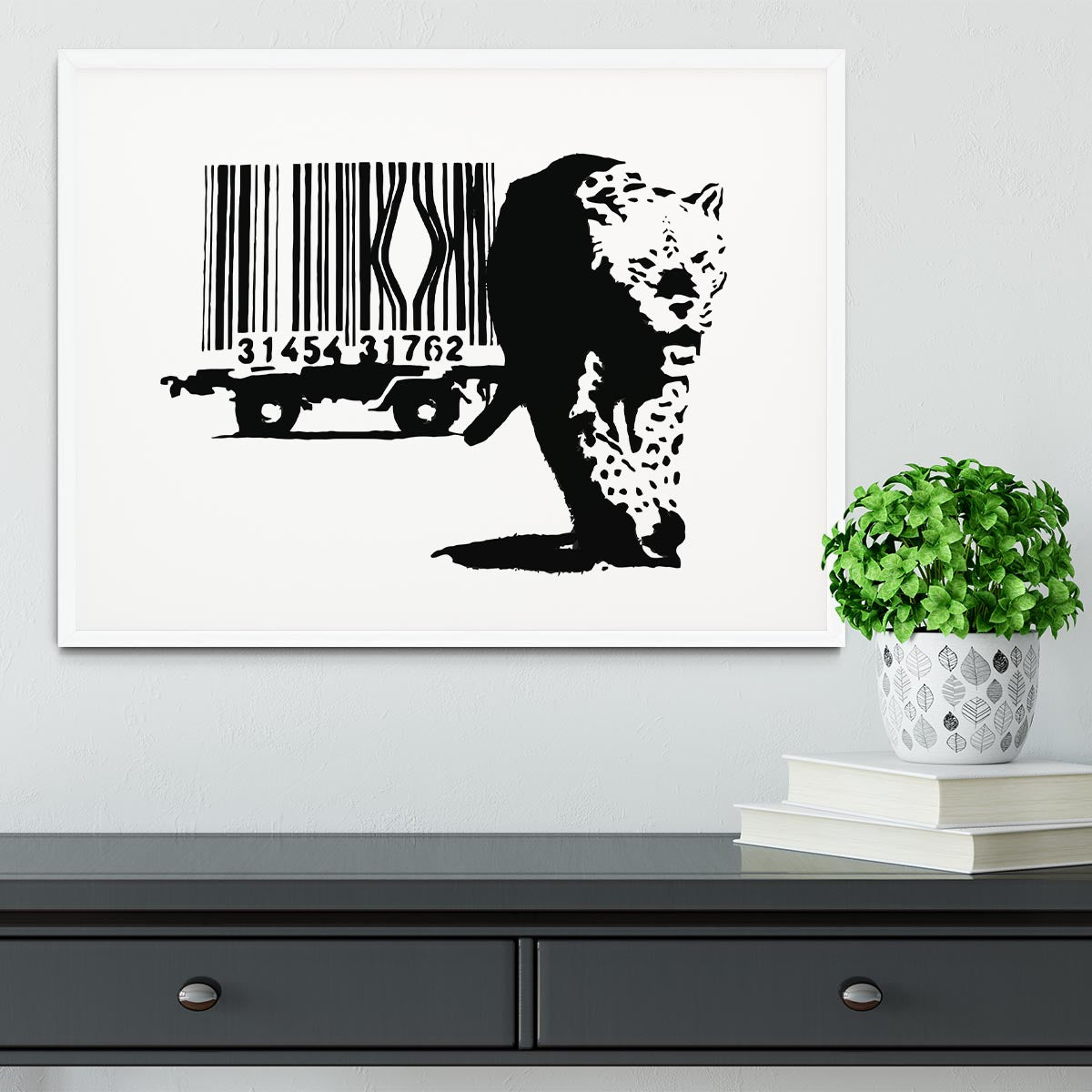 Banksy Barcode Leopard Framed Print - Canvas Art Rocks - 5