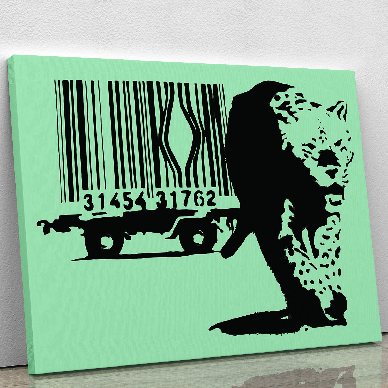 Banksy Barcode Leopard Green Canvas Print or Poster - Canvas Art Rocks - 1