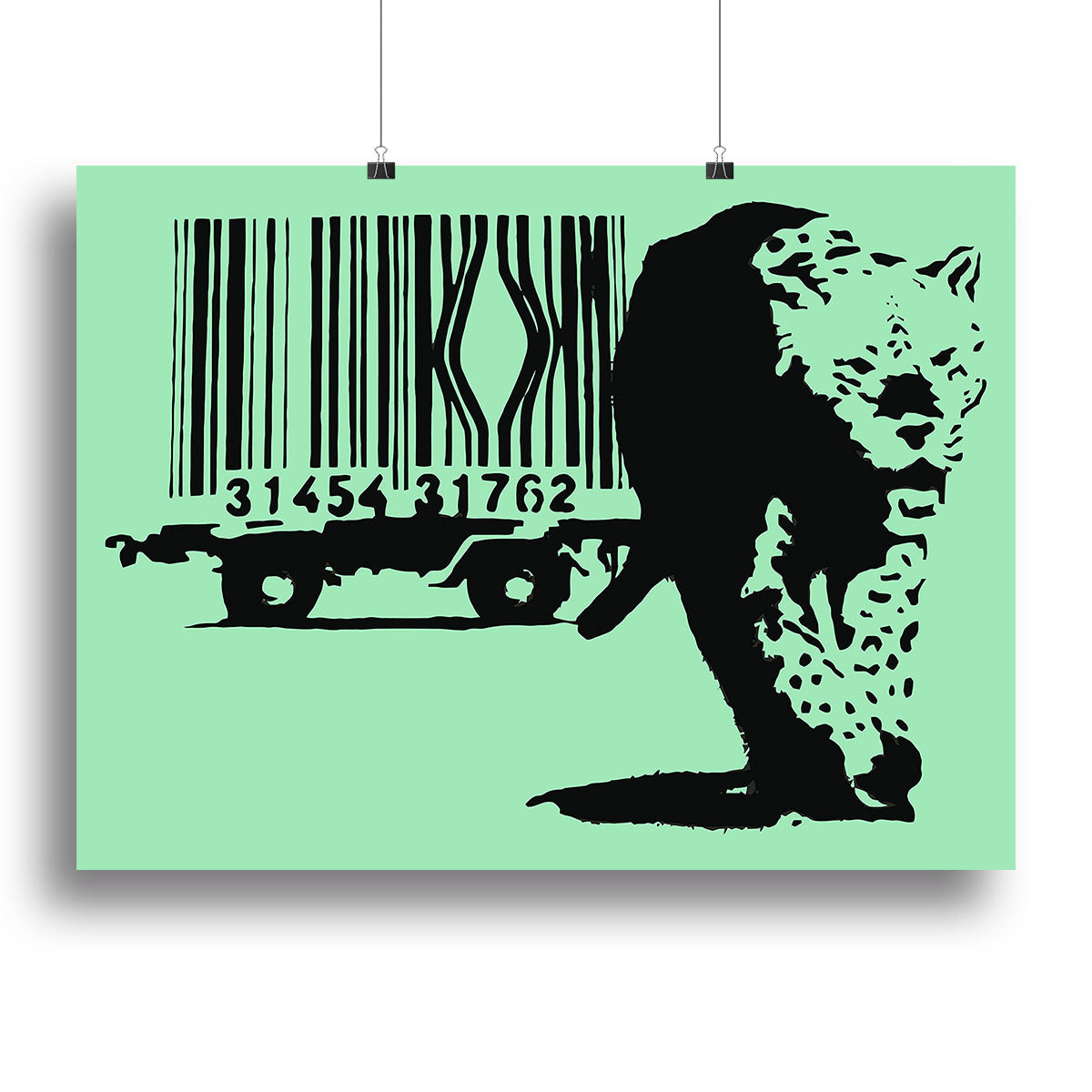Banksy Barcode Leopard Green Canvas Print or Poster - Canvas Art Rocks - 2