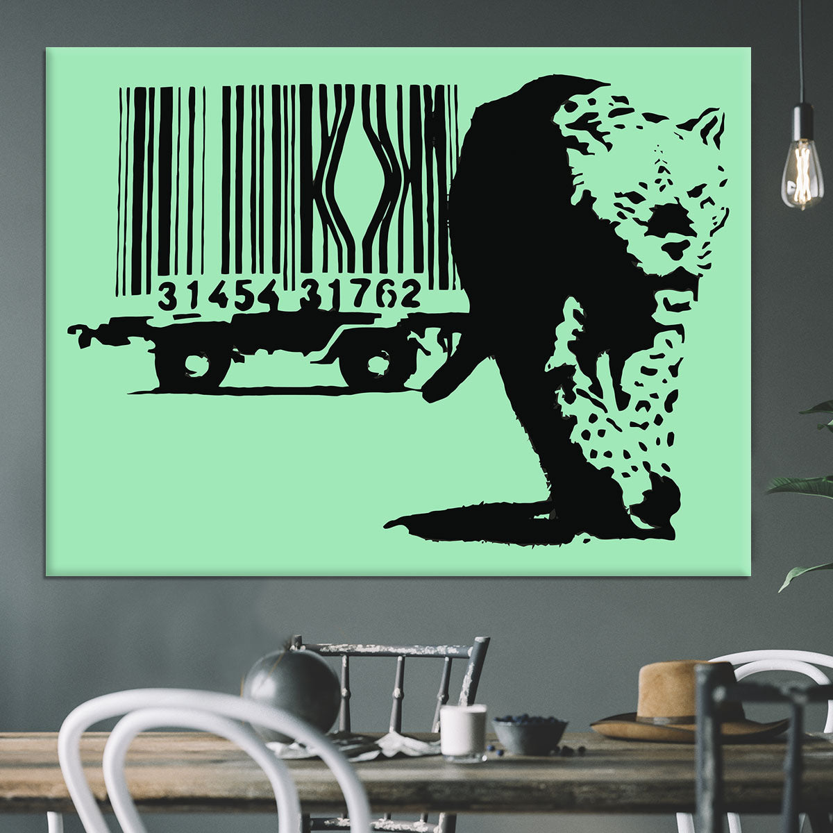 Banksy Barcode Leopard Green Canvas Print or Poster - Canvas Art Rocks - 3