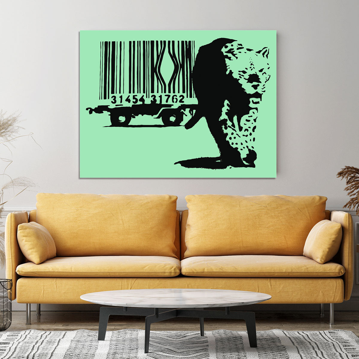 Banksy Barcode Leopard Green Canvas Print or Poster - Canvas Art Rocks - 4