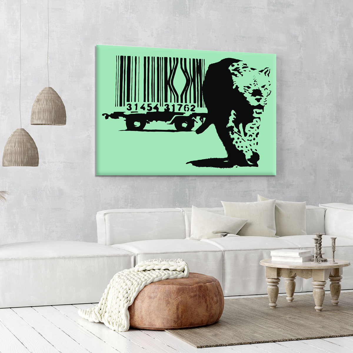 Banksy Barcode Leopard Green Canvas Print or Poster - Canvas Art Rocks - 6