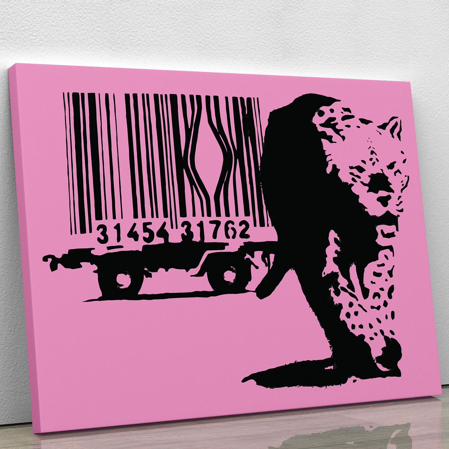 Banksy Barcode Leopard Pink Canvas Print or Poster - Canvas Art Rocks - 1