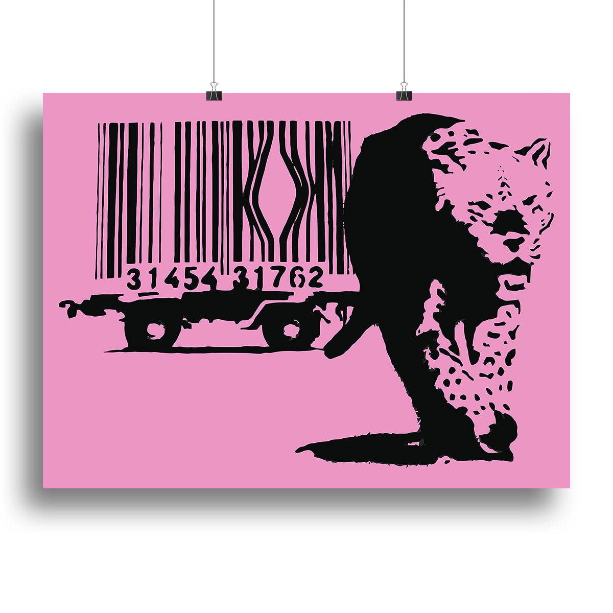 Banksy Barcode Leopard Pink Canvas Print or Poster - Canvas Art Rocks - 2