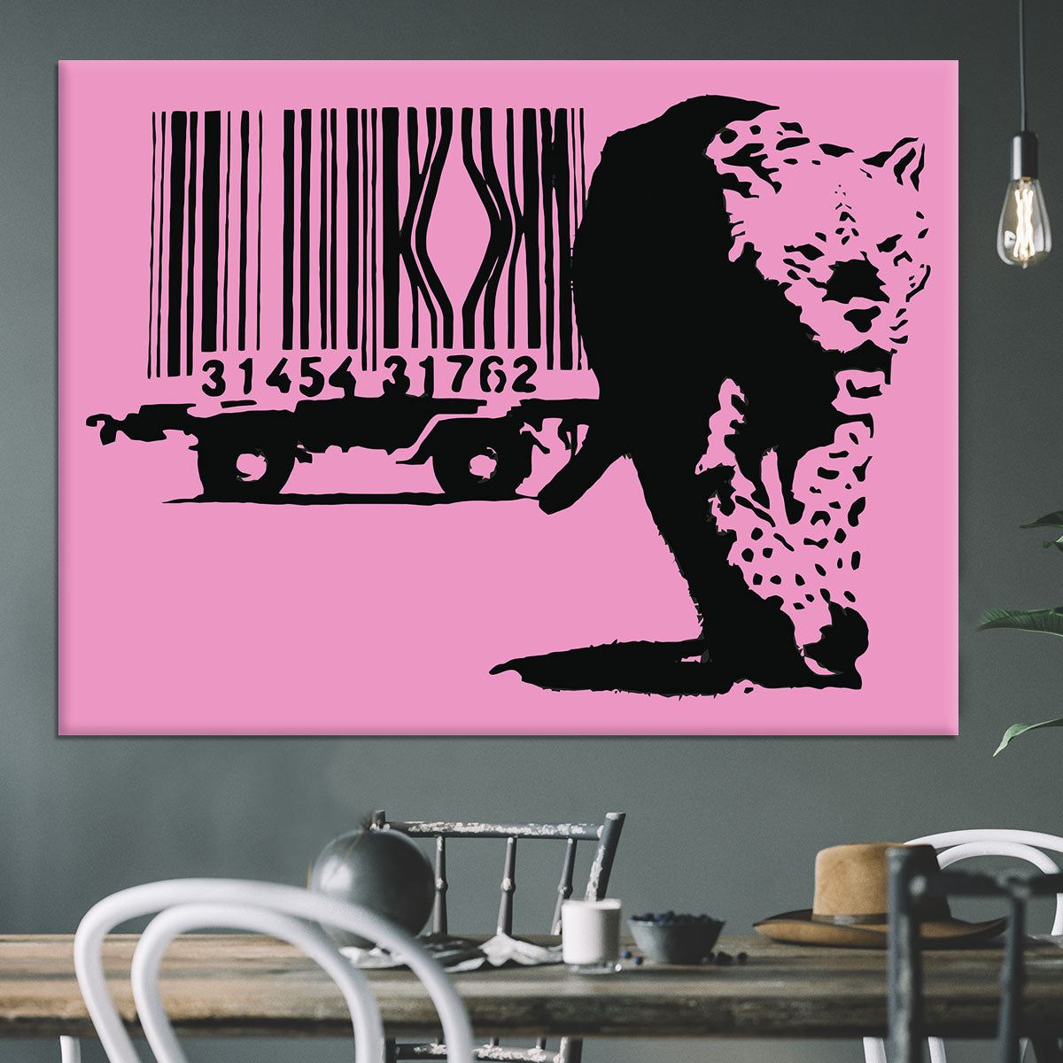 Banksy Barcode Leopard Pink Canvas Print or Poster - Canvas Art Rocks - 3