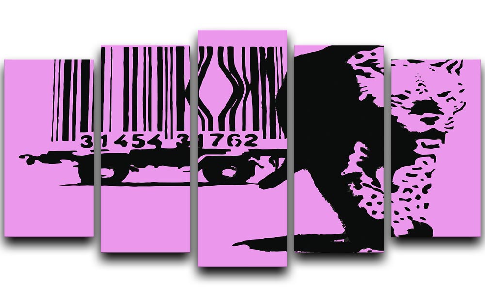 Banksy Barcode Leopard Purple 5 Split Panel Canvas - Canvas Art Rocks - 1