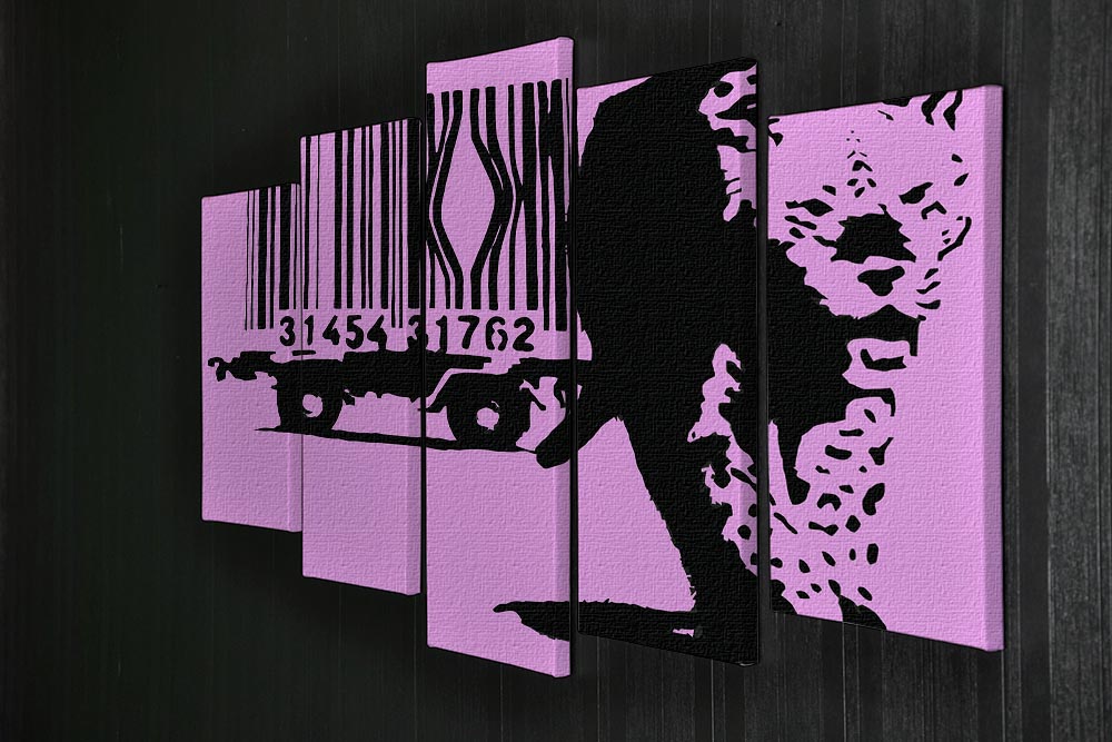 Banksy Barcode Leopard Purple 5 Split Panel Canvas - Canvas Art Rocks - 2