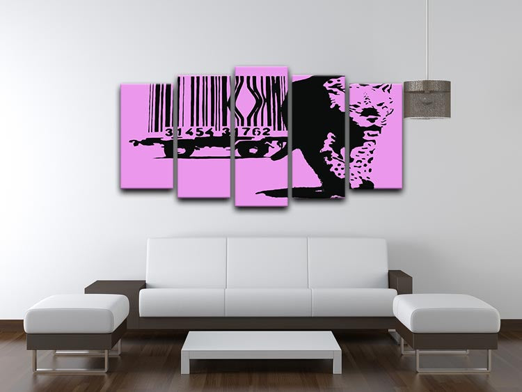 Banksy Barcode Leopard Purple 5 Split Panel Canvas - Canvas Art Rocks - 3