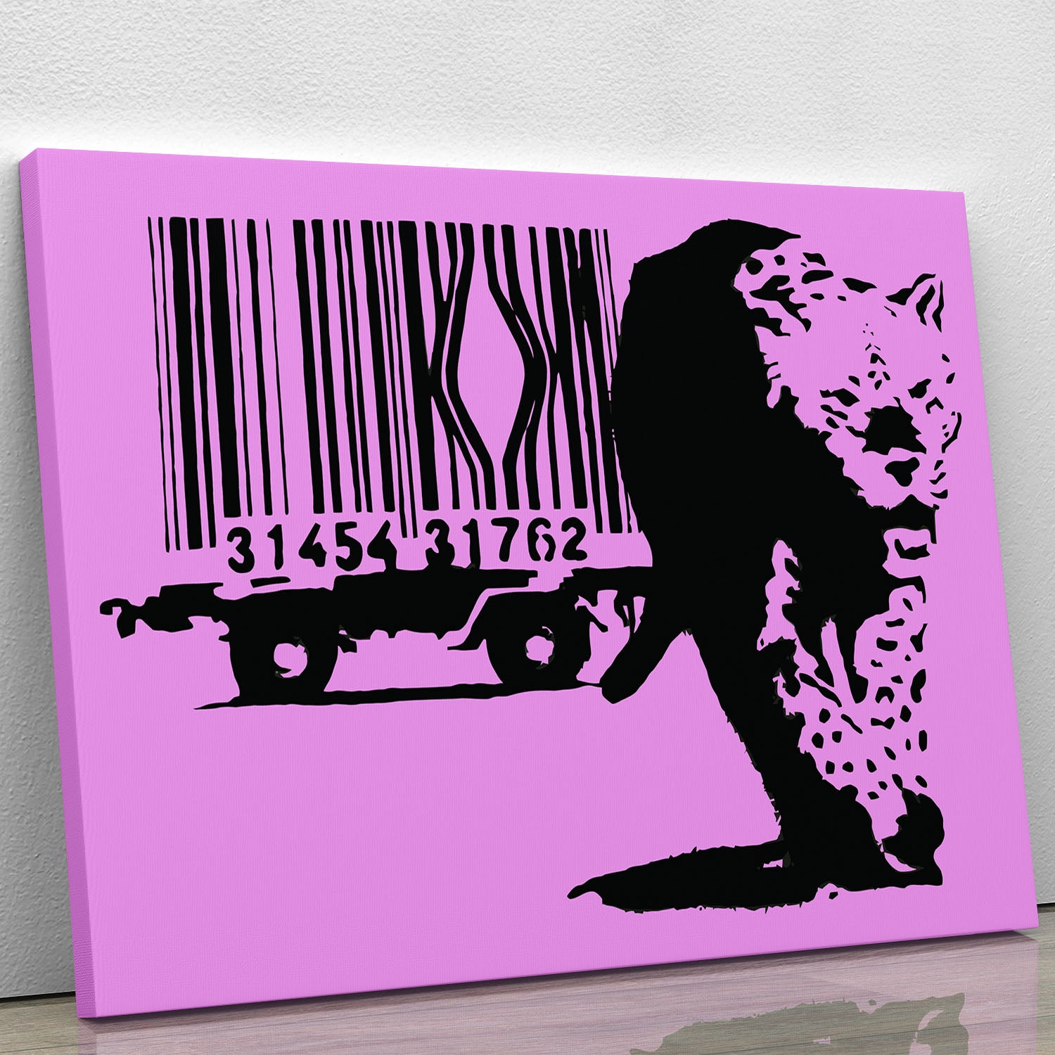 Banksy Barcode Leopard Purple Canvas Print or Poster - Canvas Art Rocks - 1