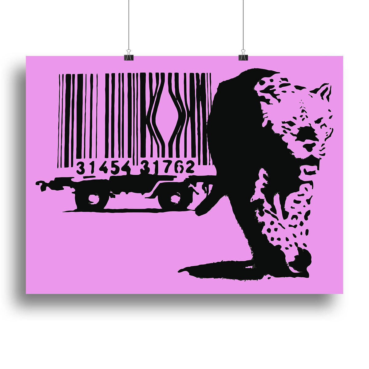 Banksy Barcode Leopard Purple Canvas Print or Poster - Canvas Art Rocks - 2