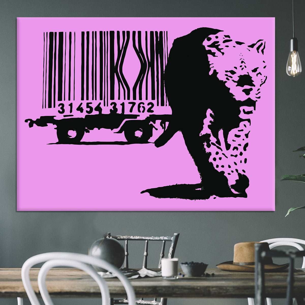 Banksy Barcode Leopard Purple Canvas Print or Poster - Canvas Art Rocks - 3