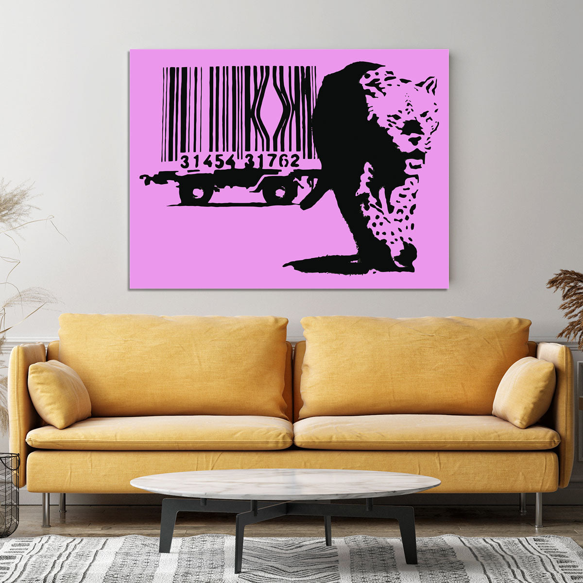 Banksy Barcode Leopard Purple Canvas Print or Poster - Canvas Art Rocks - 4