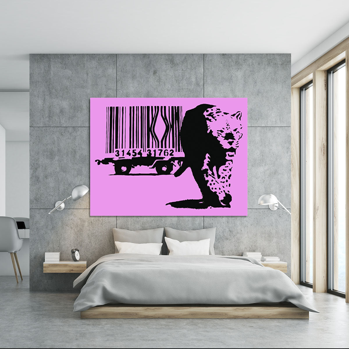 Banksy Barcode Leopard Purple Canvas Print or Poster - Canvas Art Rocks - 5