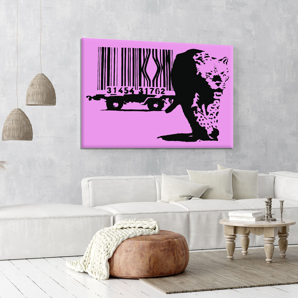 Banksy Barcode Leopard Purple Canvas Print or Poster - Canvas Art Rocks - 6