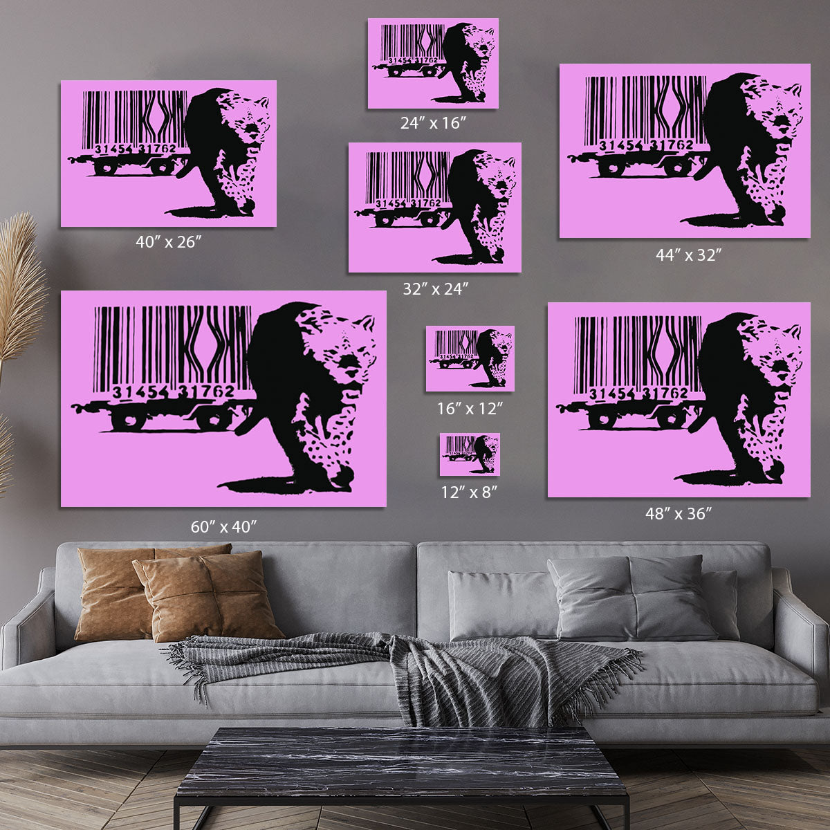 Banksy Barcode Leopard Purple Canvas Print or Poster - Canvas Art Rocks - 7