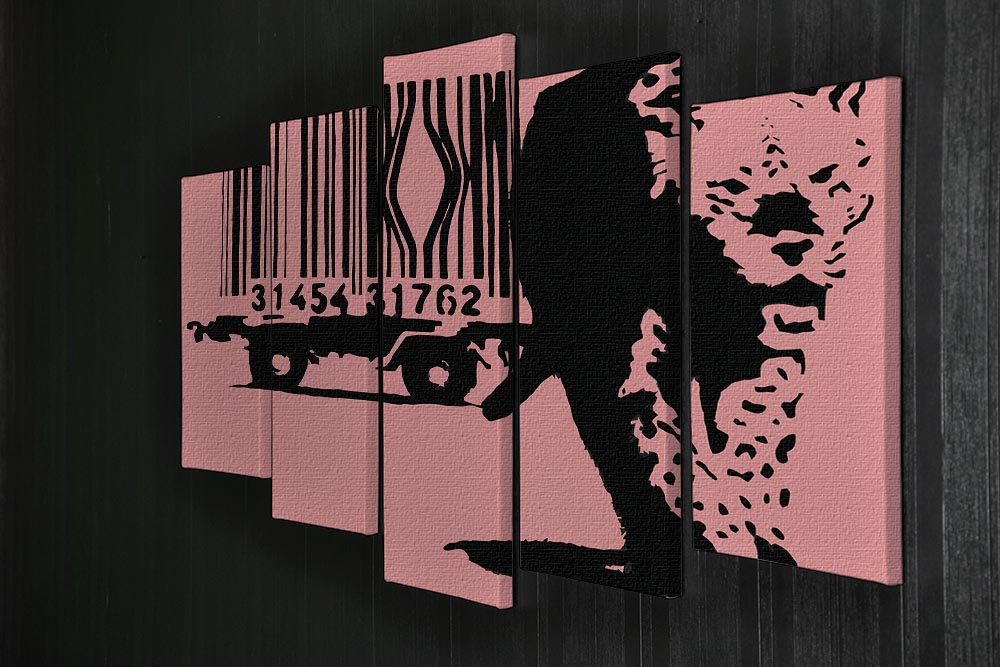 Banksy Barcode Leopard Red 5 Split Panel Canvas - Canvas Art Rocks - 2