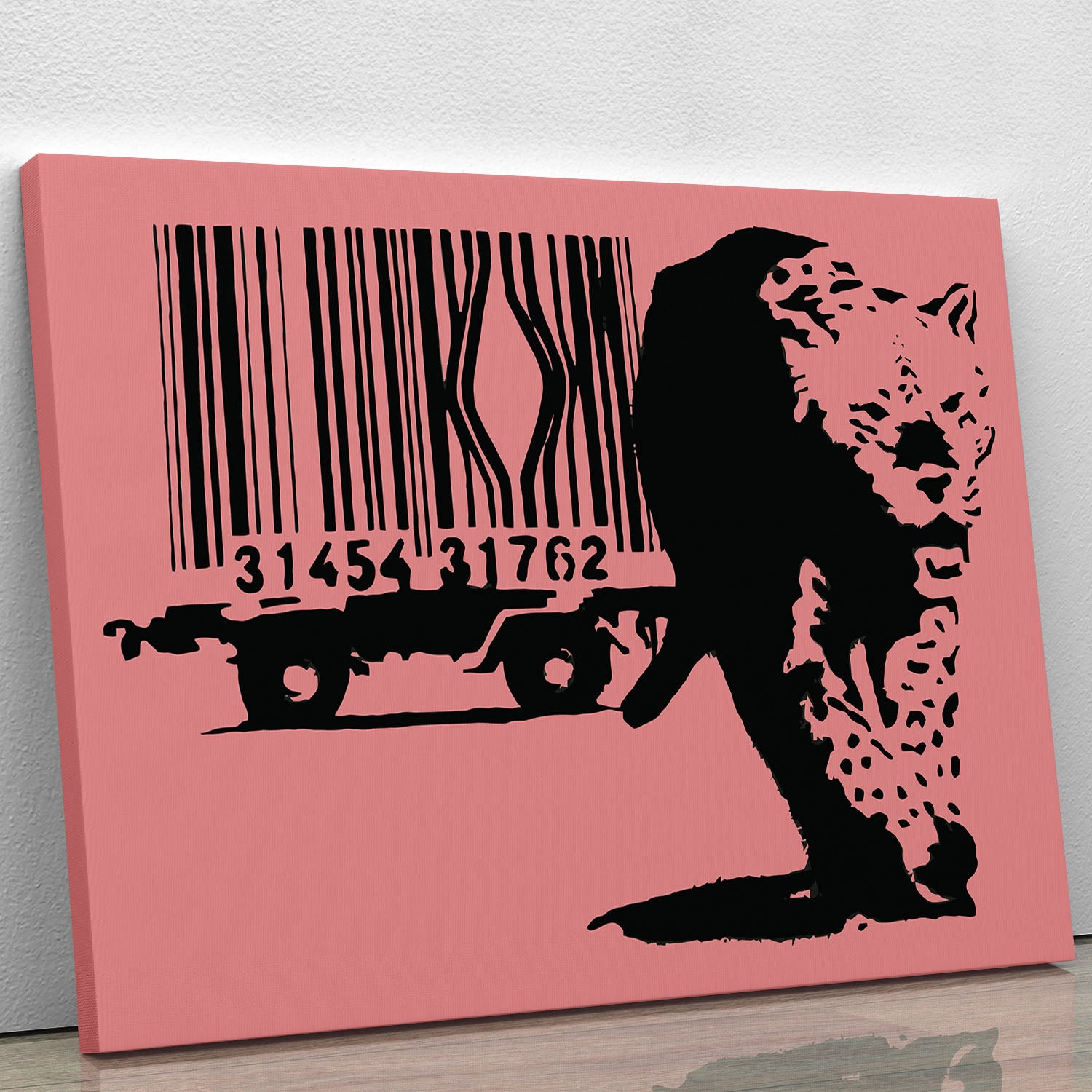 Banksy Barcode Leopard Red Canvas Print or Poster - Canvas Art Rocks - 1