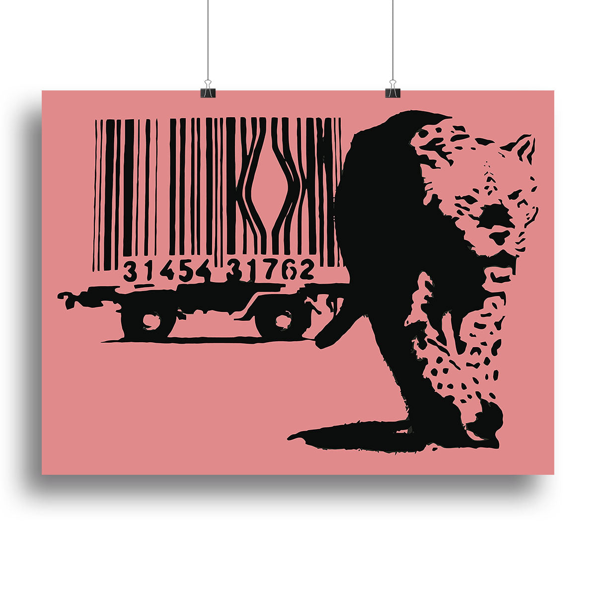 Banksy Barcode Leopard Red Canvas Print or Poster - Canvas Art Rocks - 2