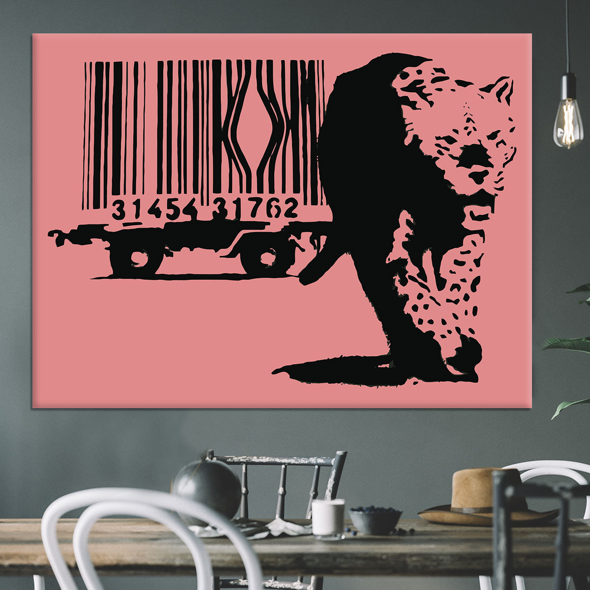 Banksy Barcode Leopard Red Canvas Print or Poster - Canvas Art Rocks - 3