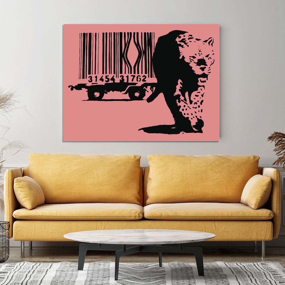 Banksy Barcode Leopard Red Canvas Print or Poster - Canvas Art Rocks - 4