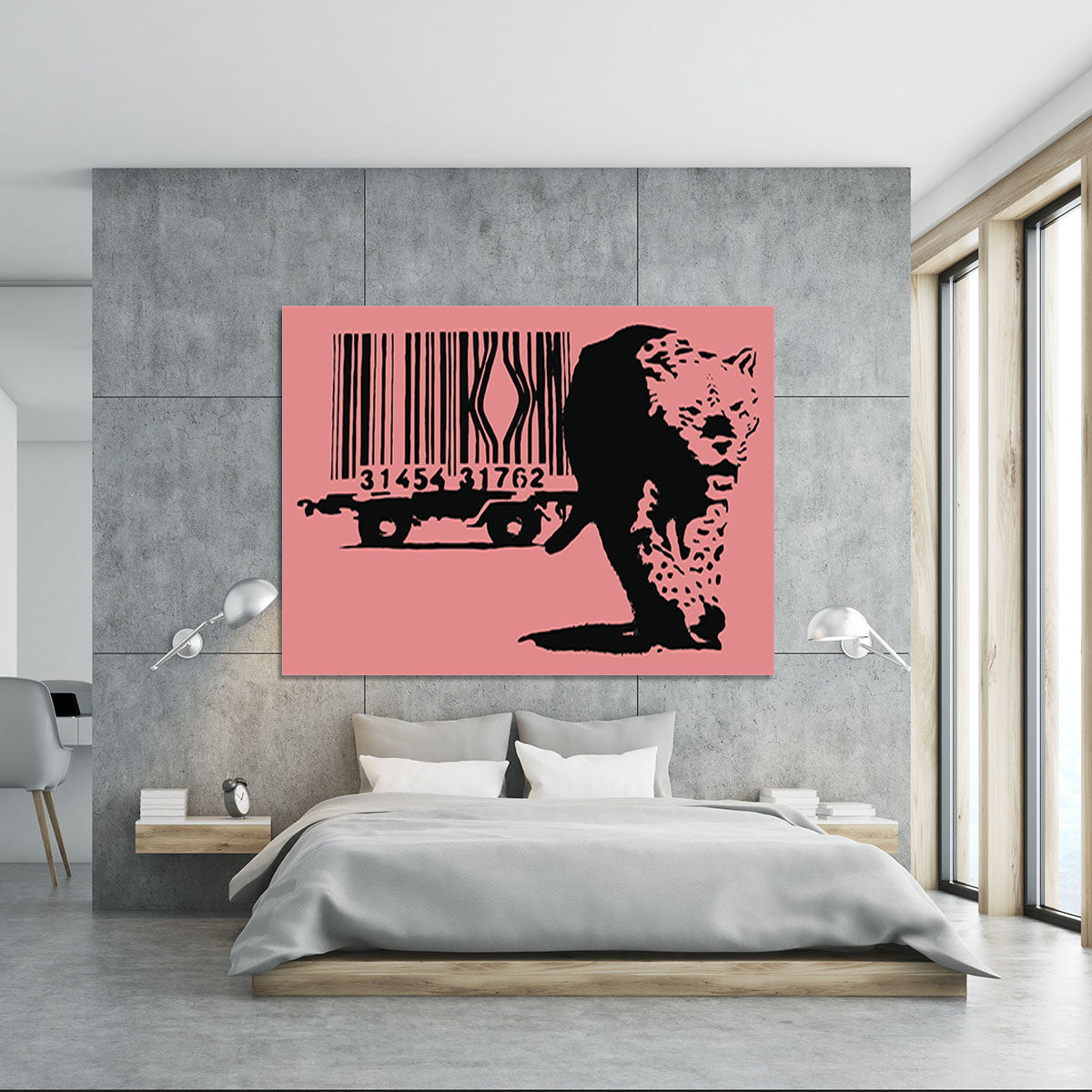 Banksy Barcode Leopard Red Canvas Print or Poster - Canvas Art Rocks - 5