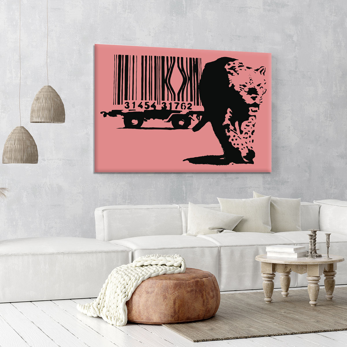 Banksy Barcode Leopard Red Canvas Print or Poster - Canvas Art Rocks - 6