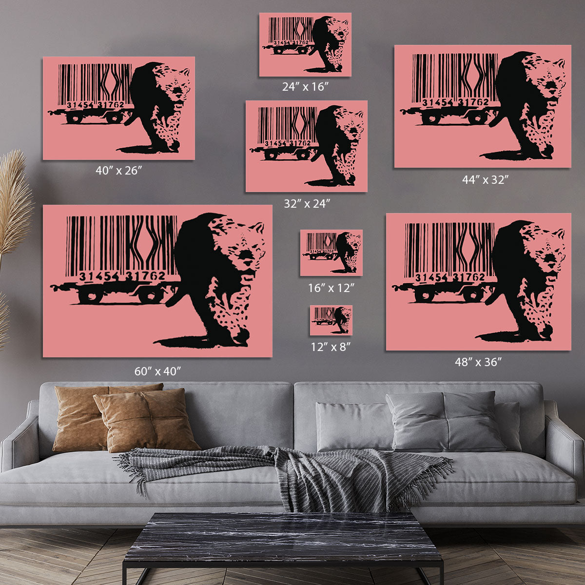 Banksy Barcode Leopard Red Canvas Print or Poster - Canvas Art Rocks - 7