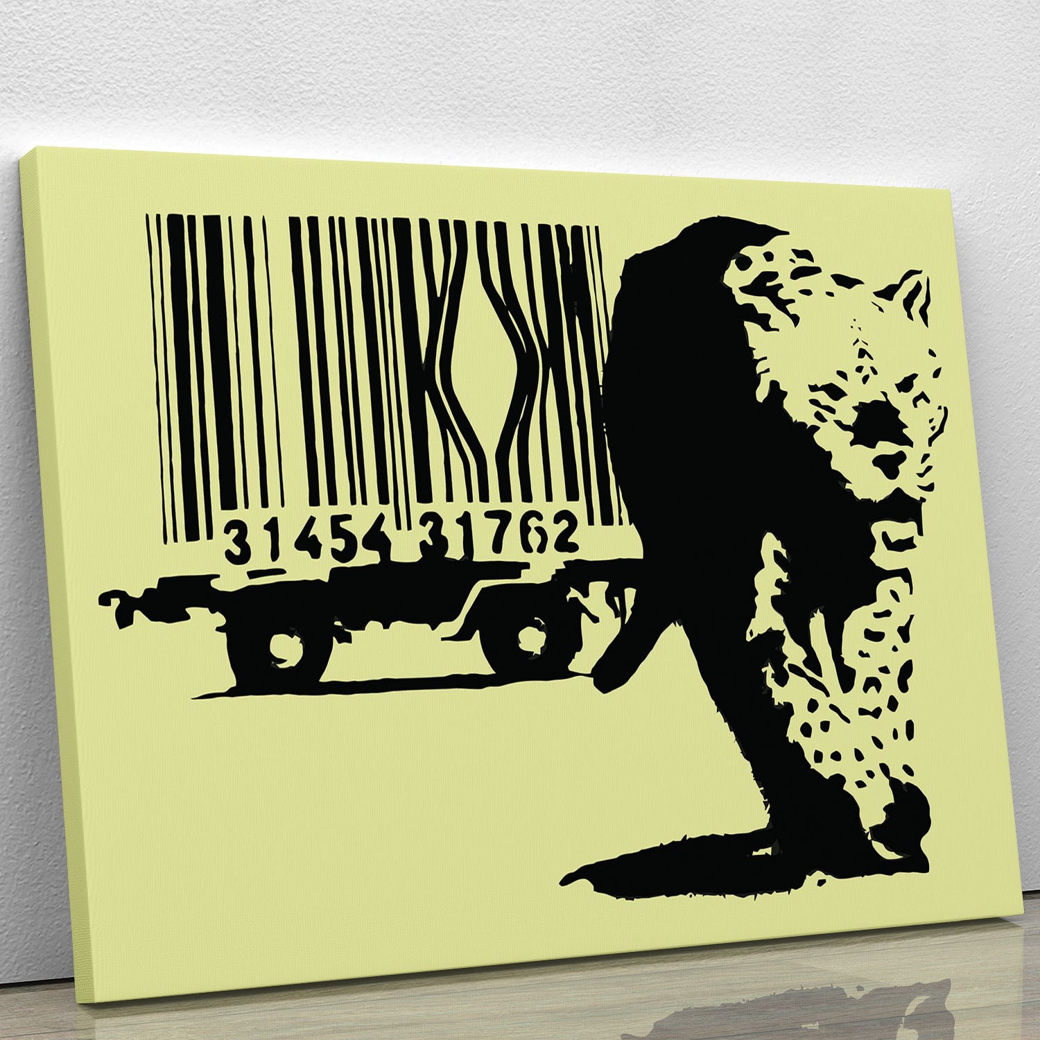 Banksy Barcode Leopard Yellow Canvas Print or Poster - Canvas Art Rocks - 1