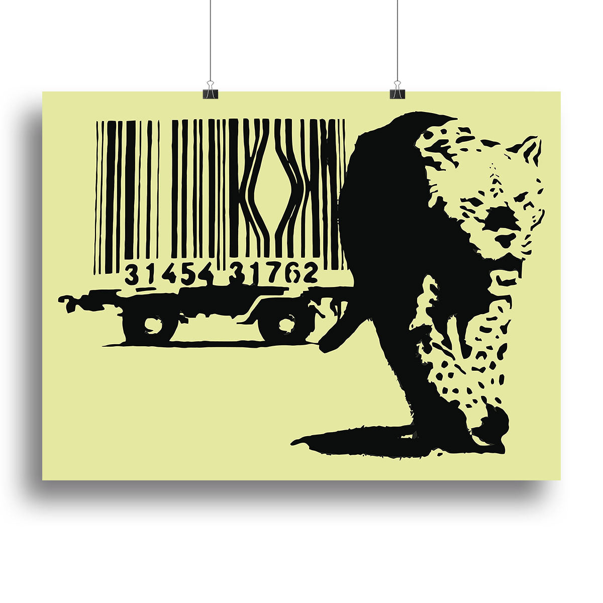 Banksy Barcode Leopard Yellow Canvas Print or Poster - Canvas Art Rocks - 2