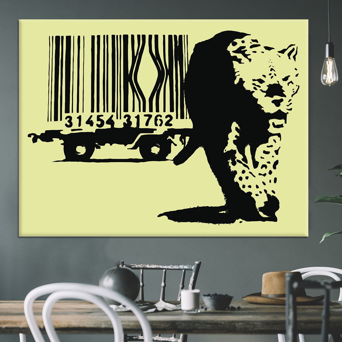 Banksy Barcode Leopard Yellow Canvas Print or Poster - Canvas Art Rocks - 3