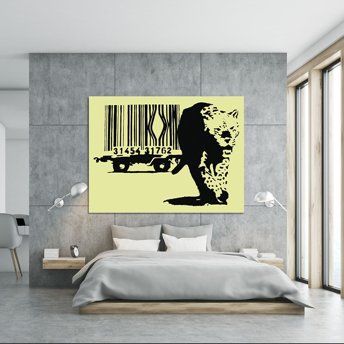 Banksy Barcode Leopard Yellow Canvas Print or Poster - Canvas Art Rocks - 5