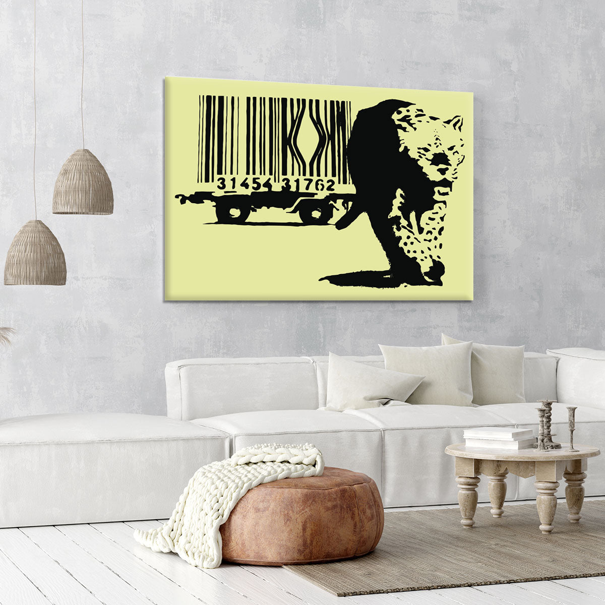 Banksy Barcode Leopard Yellow Canvas Print or Poster - Canvas Art Rocks - 6