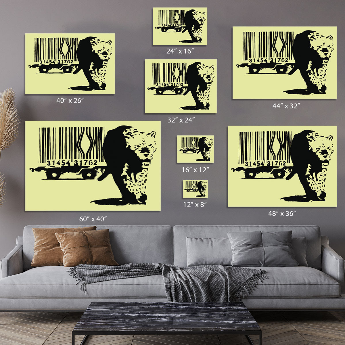 Banksy Barcode Leopard Yellow Canvas Print or Poster - Canvas Art Rocks - 7