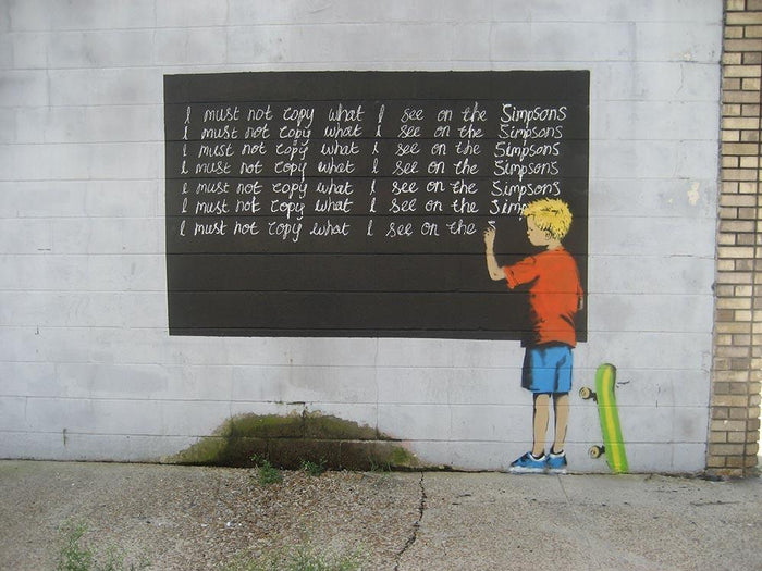 Banksy Bart Simpson Wall Mural Wallpaper