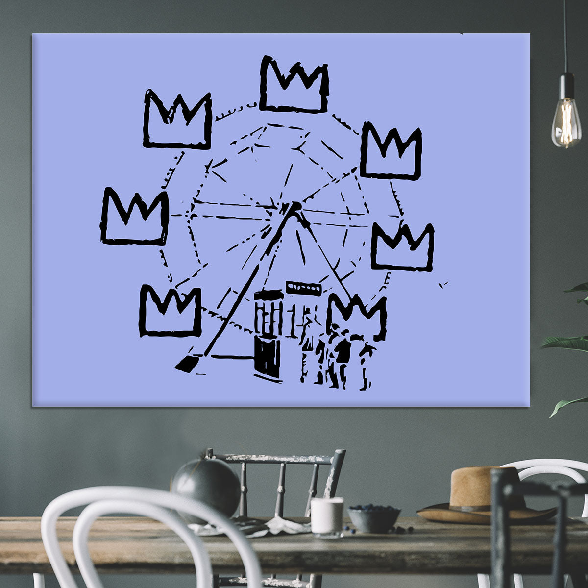 Banksy Basquiat Ferris Wheel Blue Canvas Print or Poster - Canvas Art Rocks - 3