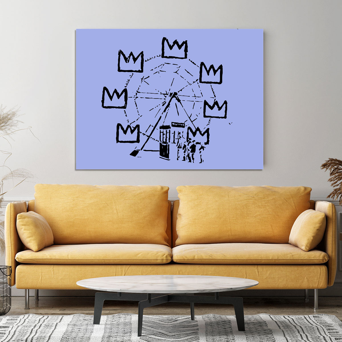 Banksy Basquiat Ferris Wheel Blue Canvas Print or Poster - Canvas Art Rocks - 4